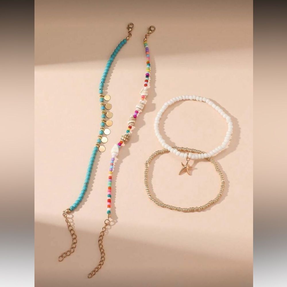 Colorful Beaded Anklet Set R205 - Picture 2 of 3